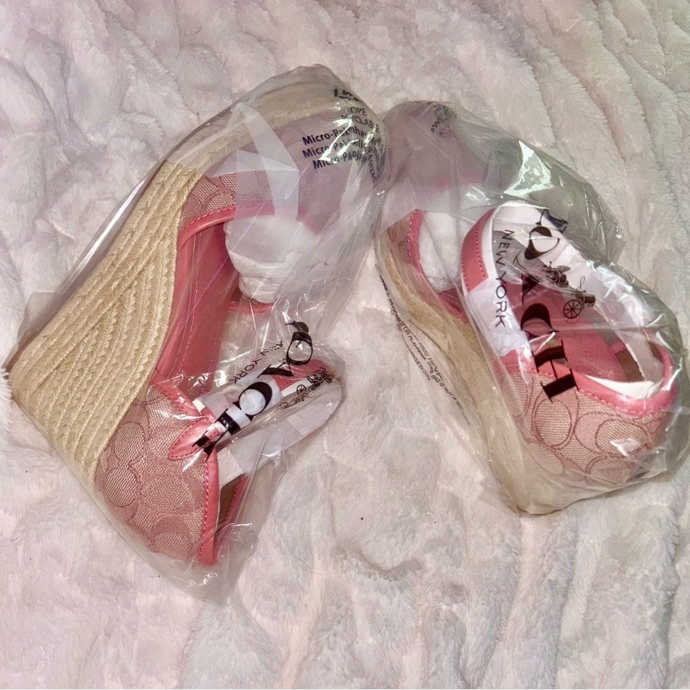 NEW Coach Raine Signature Jacquard Pink Espadrille Wedge Sandals Size 11M - Picture 11 of 16